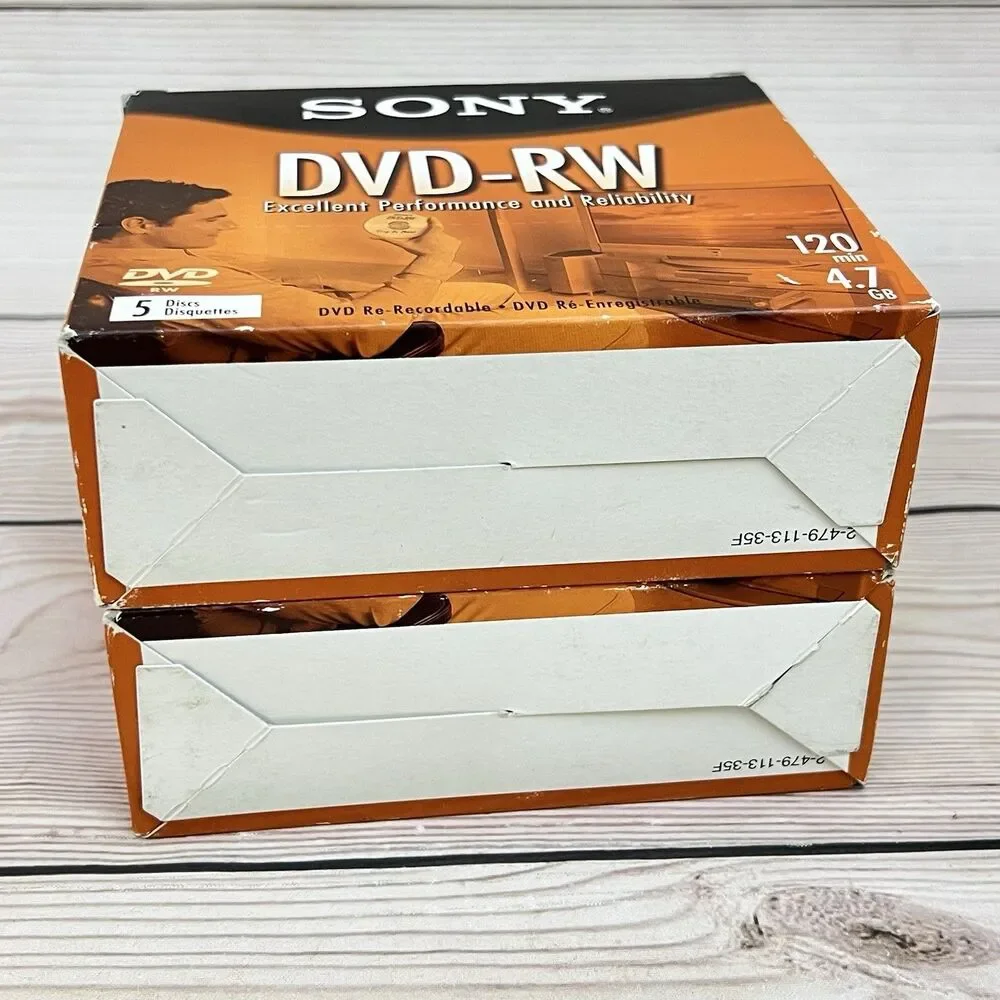 Sony DVD-RW Blank Discs 4.7GB 120 Min Re-Recordable 10 Sealed Discs (Lot of 2)